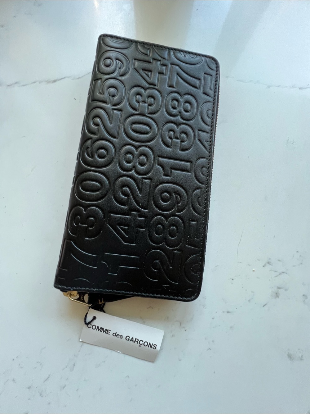 Comme des Garcons Black Embossed Number Zip Card Holder